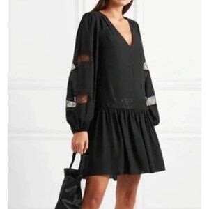 Elizabeth and James Black Gothic Mini Dress Lace Cutout Sheer Long Sleeve Size 6